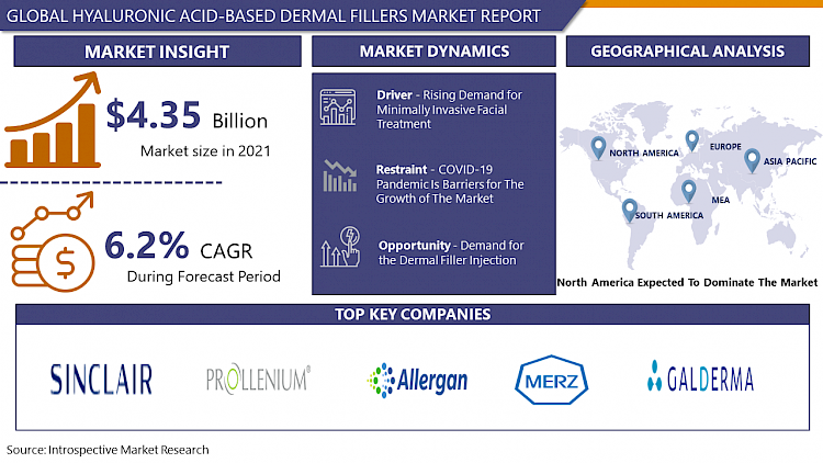 Hyaluronic Acid-Based Dermal Fillers Market Size Expected To Reach USD 6.63 Billion With CAGR 6.2% By 2028